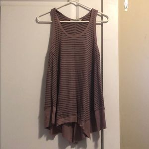 Waffle-print lavender and black striped tank